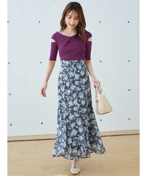 MERCURYDUO(マーキュリーデュオ)の「ツイステッドリブニット(ニット/セーター・レディース・パープル/オフホワイト/ブラック・FREE)」の16枚目の写真