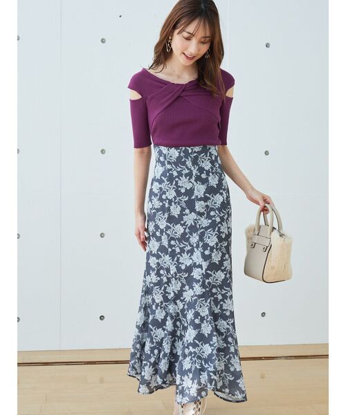 MERCURYDUO(マーキュリーデュオ)の「ツイステッドリブニット(ニット/セーター・レディース・パープル/オフホワイト/ブラック・FREE)」の17枚目の写真