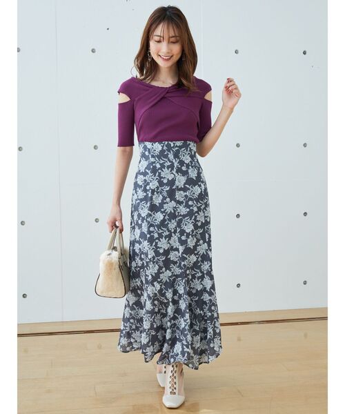 MERCURYDUO(マーキュリーデュオ)の「ツイステッドリブニット(ニット/セーター・レディース・パープル/オフホワイト/ブラック・FREE)」の18枚目の写真