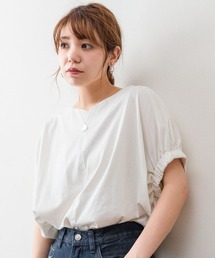 atONE 2WAYゴムギャザースリーブカットソー