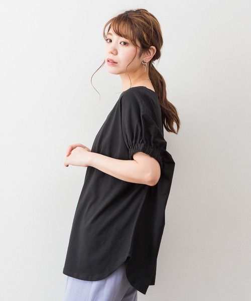 atONE(アットワン)の「atONE 2WAYゴムギャザースリーブカットソー(Tシャツ/カットソー・レディース・ホワイト/グレイッシュベージュ/ブラック/テラコッタ・M-L/4L~5L/LL~3L)」の19枚目の写真