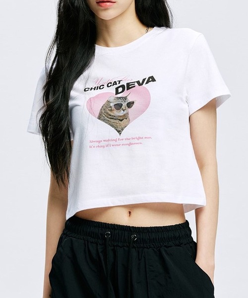 ALAND(エーランド)の「YOUTHKREW/DEVAハートT 2970877(Tシャツ/カットソー・レディース・ホワイト/ブラック/ブルー・FREE)」の2枚目の写真