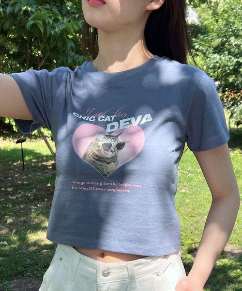 ALAND(エーランド)の「YOUTHKREW/DEVAハートT 2970877(Tシャツ/カットソー・レディース・ホワイト/ブラック/ブルー・FREE)」の3枚目の写真