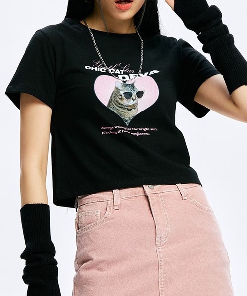 ALAND(エーランド)の「YOUTHKREW/DEVAハートT 2970877(Tシャツ/カットソー・レディース・ホワイト/ブラック/ブルー・FREE)」の1枚目の写真