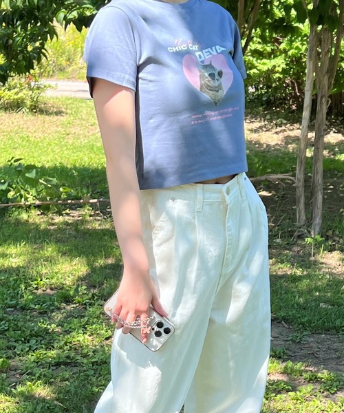 ALAND(エーランド)の「YOUTHKREW/DEVAハートT 2970877(Tシャツ/カットソー・レディース・ホワイト/ブラック/ブルー・FREE)」の4枚目の写真