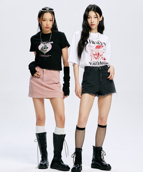 ALAND(エーランド)の「YOUTHKREW/DEVAハートT 2970877(Tシャツ/カットソー・レディース・ホワイト/ブラック/ブルー・FREE)」の6枚目の写真