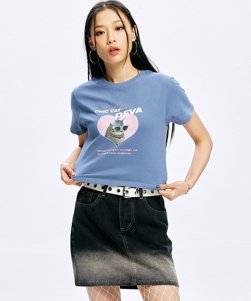 ALAND(エーランド)の「YOUTHKREW/DEVAハートT 2970877(Tシャツ/カットソー・レディース・ホワイト/ブラック/ブルー・FREE)」の10枚目の写真