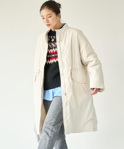 green label relaxing（グリーンレーベルリラクシング）の「［size SHORT/TALLあり］2WAY パデッド モッズ コート -ウォッシャブル・撥水-（モッズコート・レディース・モカ/オフホワイト/ブラック・36/38/SHORT/TALL）」の14枚目の写真