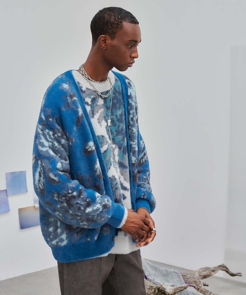 HARE（ハレ）の「フラワーSOFTシャギーカーディガン(HARE)（カーディガン/ボレロ・メンズ・ブラック/ブルー/グレー/グレー系その他・MEDIUM/SMALL）」の6枚目の写真