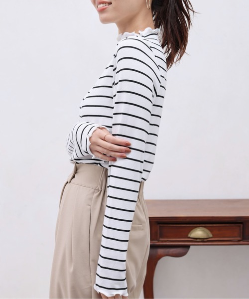 Chez toi（シェトワ）の「メロー長袖T（Tシャツ/カットソー・レディース・オフホワイト/アイボリー/ブルー/ブラック・FREE）」の7枚目の写真