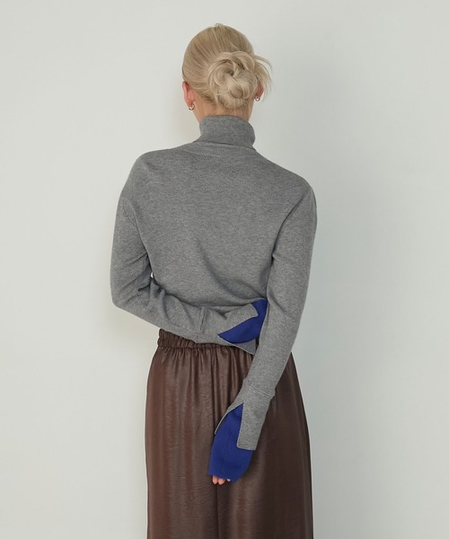 forksy.（フォルクシー）の「【forksy.】<エブリデイシリーズ>配色レイヤードニットタートルネックプルオーバー / 吸湿発熱（ニット/セーター・レディース・ブラック/ホワイト/グレー/チャコール/グレー系その他/ホワイト×ブラック/アイボリー/オフホワイト/グレー系/ブラック系・FREE）」の16枚目の写真