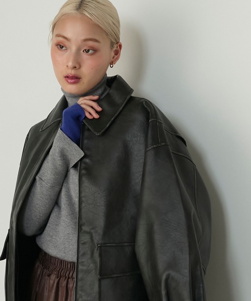 forksy.（フォルクシー）の「【forksy.】<エブリデイシリーズ>配色レイヤードニットタートルネックプルオーバー / 吸湿発熱（ニット/セーター・レディース・ブラック/ホワイト/グレー/チャコール/グレー系その他/ホワイト×ブラック/アイボリー/オフホワイト/グレー系/ブラック系・FREE）」の12枚目の写真