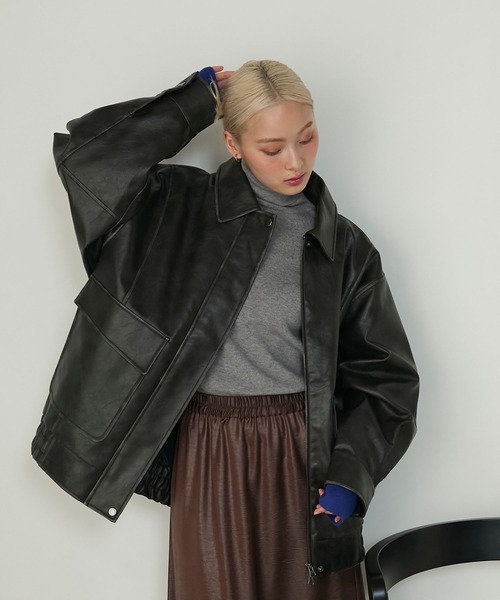 forksy.（フォルクシー）の「【forksy.】<エブリデイシリーズ>配色レイヤードニットタートルネックプルオーバー / 吸湿発熱（ニット/セーター・レディース・ブラック/ホワイト/グレー/チャコール/グレー系その他/ホワイト×ブラック/アイボリー/オフホワイト/グレー系/ブラック系・FREE）」の13枚目の写真