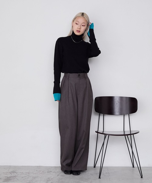 forksy.】【吸湿発熱】エブリデイ配色レイヤードニット