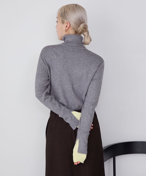 forksy.】<エブリデイシリーズ>配色レイヤードニットタートルネック