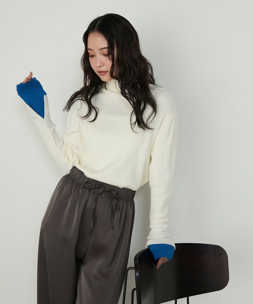 forksy.】【吸湿発熱】エブリデイ配色レイヤードニット