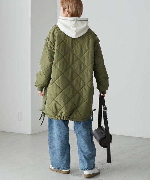 forksy.（フォルクシー）の「【forksy.】マルチウェイ中綿リバーシブルダイヤキルティングミドルコート（ブルゾン・レディース・カーキ/アイボリー/ブラック・FREE）」の9枚目の写真