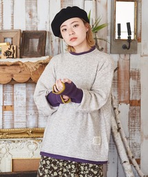 CUBE SUGAR | ヤクフィールニット配色レイヤードプルオーバー(ニット/セーター)