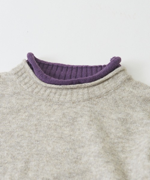 CUBE SUGAR（キューブシュガー）の「ヤクフィールニット配色レイヤードプルオーバー（ニット/セーター・レディース・ブルー/レッド/ベージュ・M）」の15枚目の写真