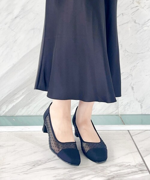 ESPERANZA(エスペランサ)の「◆メッシュドットヒールパンプス 結婚式二次会 パーティー(パンプス・レディース・チョコ/ブラック系8・24.0cm/23.5cm/22.5cm/24.5cm/23.0cm)」の2枚目の写真