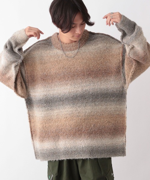 RAGEBLUE(レイジブルー)の「ブークレグラデーションクルーネックルーズニット(ニット/セーター・メンズ・ブラウン/ブラック/ブルー・MEDIUM/LARGE)」の8枚目の写真