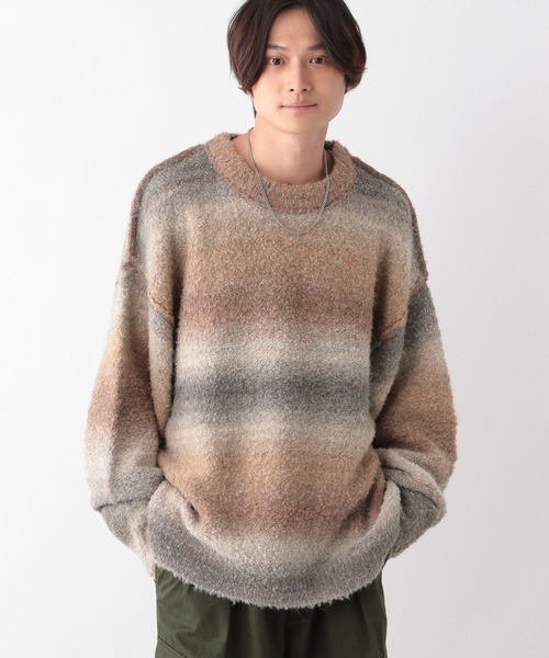 RAGEBLUE(レイジブルー)の「ブークレグラデーションクルーネックルーズニット(ニット/セーター・メンズ・ブラウン/ブラック/ブルー・MEDIUM/LARGE)」の15枚目の写真