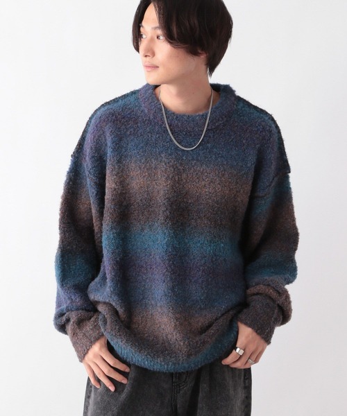 RAGEBLUE(レイジブルー)の「ブークレグラデーションクルーネックルーズニット(ニット/セーター・メンズ・ブラウン/ブラック/ブルー・MEDIUM/LARGE)」の16枚目の写真