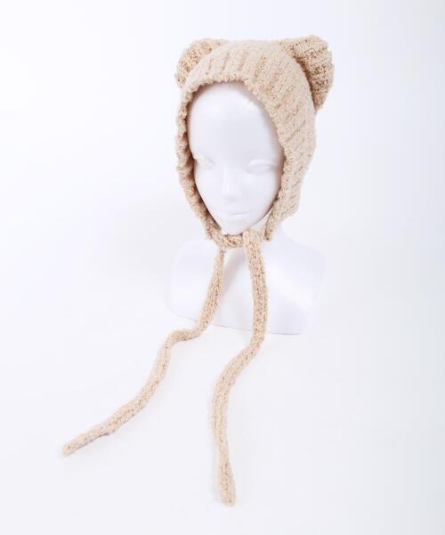 PHILLY(フィリー)の「【PHILLY】クマ耳ニットキャップ(ニットキャップ/ビーニー・レディース・ブラック/ベージュ/ブラウン・FREE)」の9枚目の写真