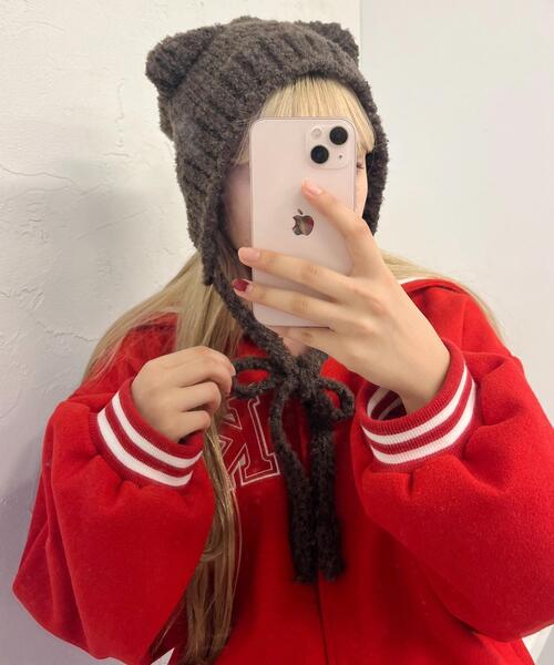 PHILLY(フィリー)の「【PHILLY】クマ耳ニットキャップ(ニットキャップ/ビーニー・レディース・ブラック/ベージュ/ブラウン・FREE)」の6枚目の写真