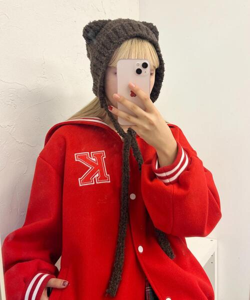 PHILLY(フィリー)の「【PHILLY】クマ耳ニットキャップ(ニットキャップ/ビーニー・レディース・ブラック/ベージュ/ブラウン・FREE)」の13枚目の写真