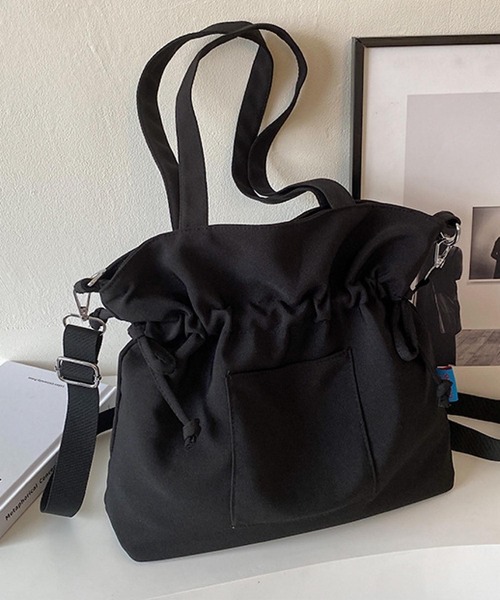 Mignonjour（ミニョンジュール）の「Mignonjour/巾着トートバッグ M2225（トートバッグ・レディース・ブラック/ベージュ/アイボリー・FREE）」の5枚目の写真