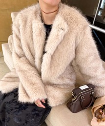 〈Ltd.〉NoCollar Volume Fur Coat