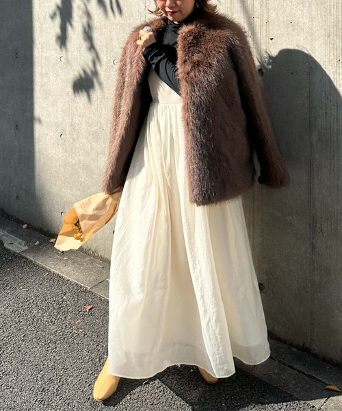 archives(アルシーヴ)の「〈Ltd.〉NoCollar Volume Fur Coat(その他アウター・レディース・ブラウン/アイボリー・MEDIUM)」の8枚目の写真