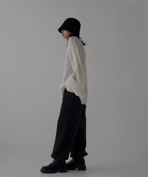 hellam（へラム）の「サイドポケットニットカーゴパンツ（カーゴパンツ・レディース・グレー/ホワイト/ブラック・FREE）」の6枚目の写真