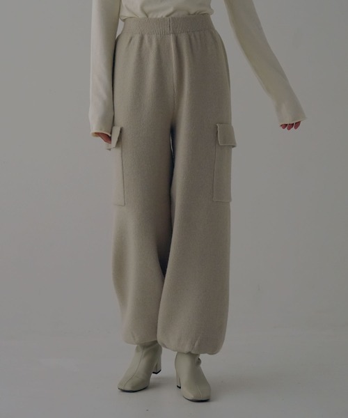 hellam（へラム）の「サイドポケットニットカーゴパンツ（カーゴパンツ・レディース・グレー/ホワイト/ブラック・FREE）」の13枚目の写真
