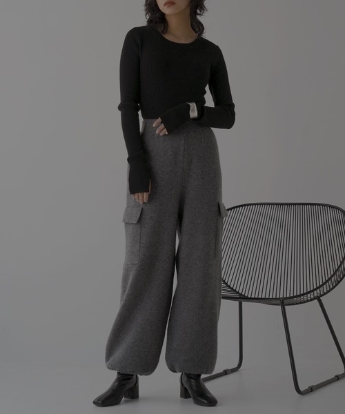 hellam（へラム）の「サイドポケットニットカーゴパンツ（カーゴパンツ・レディース・グレー/ホワイト/ブラック・FREE）」の19枚目の写真