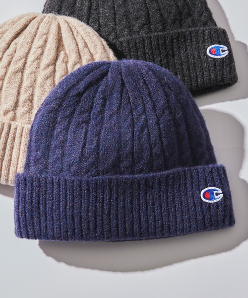Champion（チャンピオン）の「【Champion】492-0142 ケーブル裏ボアニットワッチ（ニットキャップ/ビーニー・メンズ・ベージュ/ブラウン/ネイビー/グレー/オフホワイト/ブラック・FREE）」の6枚目の写真