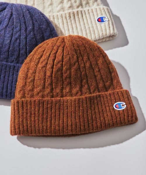 Champion（チャンピオン）の「【Champion】492-0142 ケーブル裏ボアニットワッチ（ニットキャップ/ビーニー・メンズ・ベージュ/ブラウン/ネイビー/グレー/オフホワイト/ブラック・FREE）」の4枚目の写真