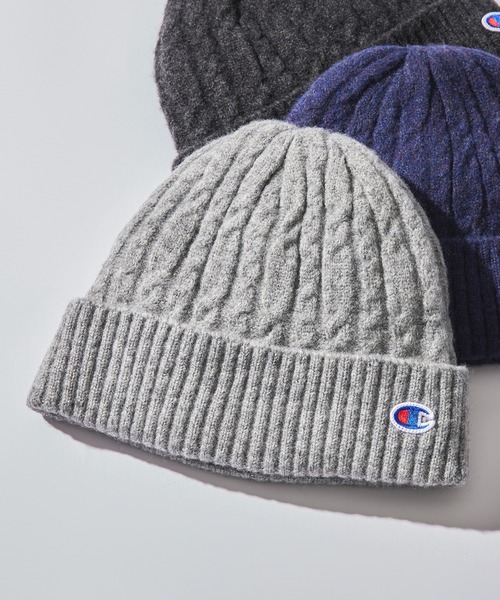 Champion（チャンピオン）の「【Champion】492-0142 ケーブル裏ボアニットワッチ（ニットキャップ/ビーニー・メンズ・ベージュ/ブラウン/ネイビー/グレー/オフホワイト/ブラック・FREE）」の3枚目の写真