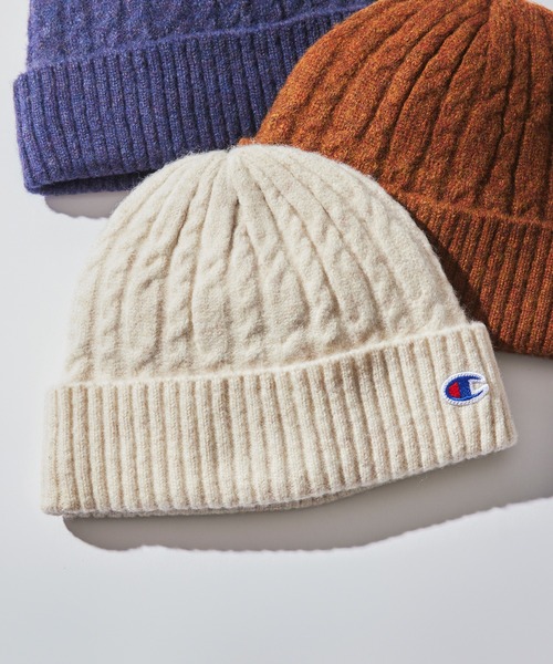 Champion（チャンピオン）の「【Champion】492-0142 ケーブル裏ボアニットワッチ（ニットキャップ/ビーニー・メンズ・ベージュ/ブラウン/ネイビー/グレー/オフホワイト/ブラック・FREE）」の2枚目の写真
