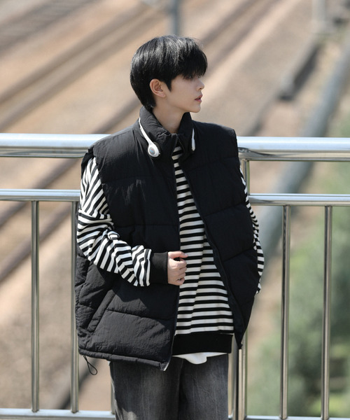 【セール】【neos -addictive design-】ルーズシルエット スタンドネック ナイロン 中綿 ベスト(ダウンベスト)|neos(ネオス) 【セール】【neos -addictive design-】ルーズシルエット スタンドネック ナイロン 中綿 ベスト(ダウンベスト)|neos(ネオス)