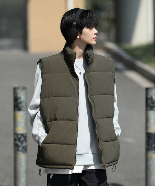 【セール】【neos -addictive design-】ルーズシルエット スタンドネック ナイロン 中綿 ベスト(ダウンベスト)|neos(ネオス) 【セール】【neos -addictive design-】ルーズシルエット スタンドネック ナイロン 中綿 ベスト(ダウンベスト)|neos(ネオス)