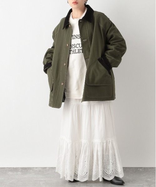 RAGEBLUE（レイジブルー）の「襟コーデュロイ/ハンティングジャケット（ミリタリージャケット・レディース・オリーブ/ブラック・FREE）」の11枚目の写真