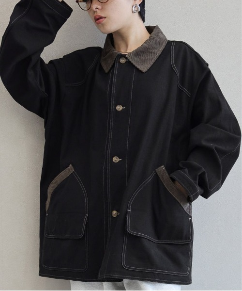 RAGEBLUE（レイジブルー）の「襟コーデュロイ/ハンティングジャケット（ミリタリージャケット・レディース・オリーブ/ブラック・FREE）」の13枚目の写真