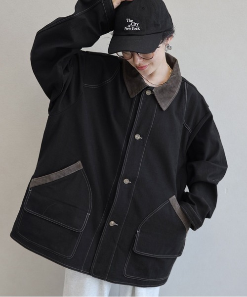 RAGEBLUE（レイジブルー）の「襟コーデュロイ/ハンティングジャケット（ミリタリージャケット・レディース・オリーブ/ブラック・FREE）」の14枚目の写真