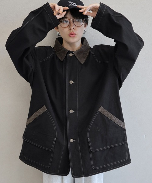 RAGEBLUE（レイジブルー）の「襟コーデュロイ/ハンティングジャケット（ミリタリージャケット・レディース・オリーブ/ブラック・FREE）」の16枚目の写真