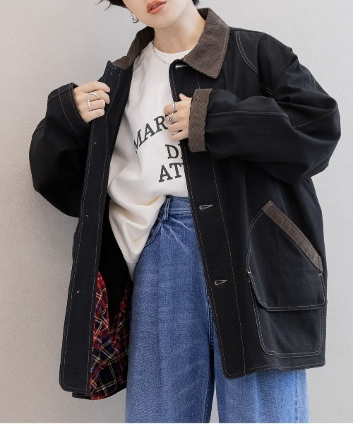 RAGEBLUE（レイジブルー）の「襟コーデュロイ/ハンティングジャケット（ミリタリージャケット・レディース・オリーブ/ブラック・FREE）」の22枚目の写真