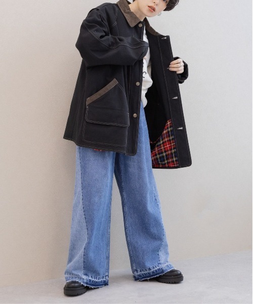 RAGEBLUE（レイジブルー）の「襟コーデュロイ/ハンティングジャケット（ミリタリージャケット・レディース・オリーブ/ブラック・FREE）」の3枚目の写真