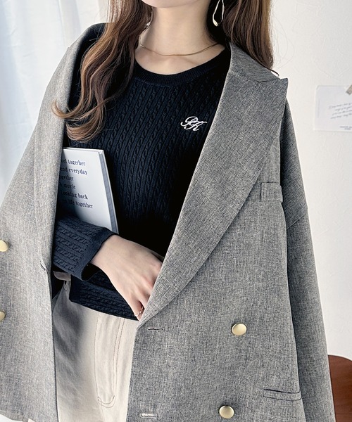 classicalelf（クラシカルエルフ）の「ワンポイント刺繍がレトロ可愛い。胸刺繍ケーブル編み長袖ニットトップス（ニット/セーター・レディース・ホワイト系その他/ブラック/ブラック系その他/オフホワイト・LARGE/MEDIUM/SMALL/X-LARGE）」の13枚目の写真