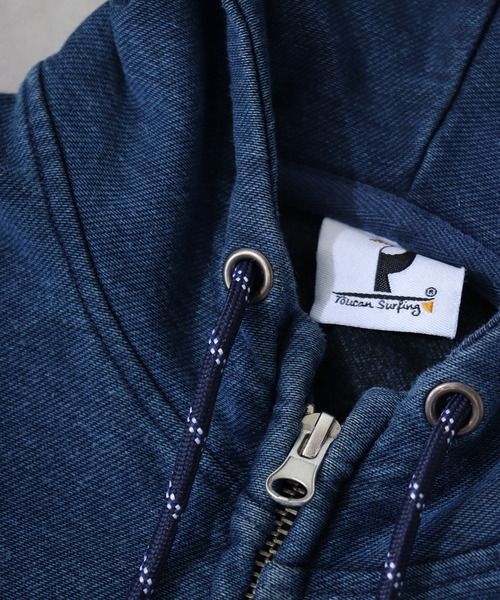 Toucan Surfing インディゴニット 裏起毛 フロントZIP パーカー